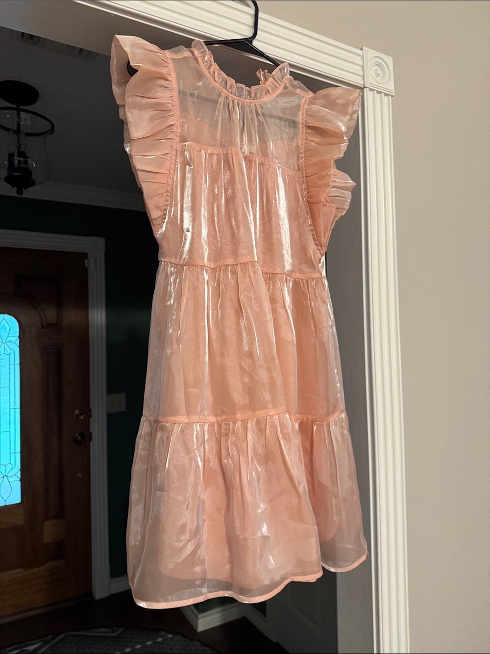 Entro Pink Ruffle Sleeve Party Dress